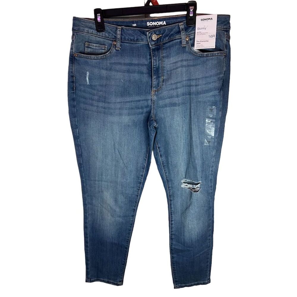 Sonoma Women's Skinny Jeans Size 16 Blue Mid Rise Medium Wash